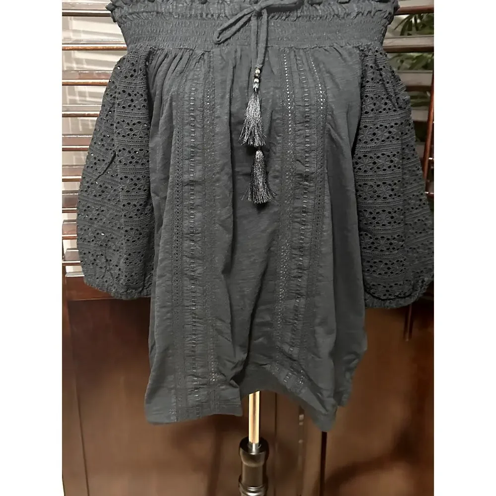 Lauren Ralph Lauren Women's Off Shoulder Eyelet Lace Sleeve M NWT - Picture 4 of 10